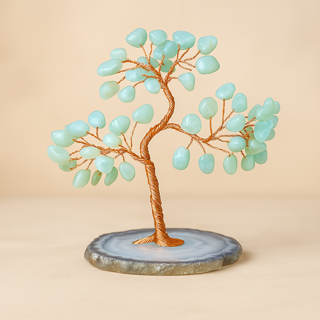 Energetic Aquamarine Crystal Copper Tree – 12 cm