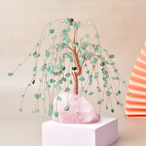 Energetic Copper Willow Tree on Rose Quartz – 21 cm
