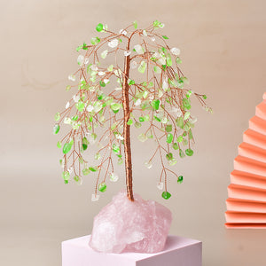 Energetic Copper Willow Tree on Rose Quartz – 21 cm