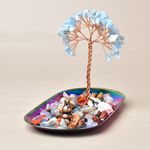 Mini Copper Crystal Tree on Iridescent Tray – 13 cm