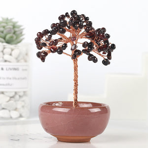 Mini Chakra Copper Crystal Tree in Ceramic Pot – 12 cm
