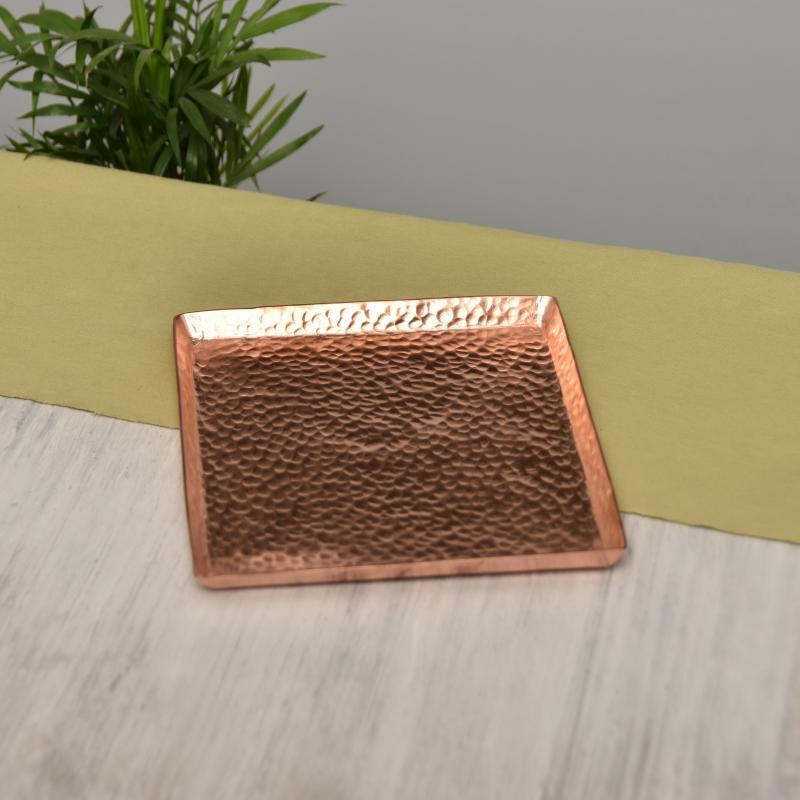 Hand-Hammered Pure Copper Tea Tray – Elegant Serving with Holistic Charm