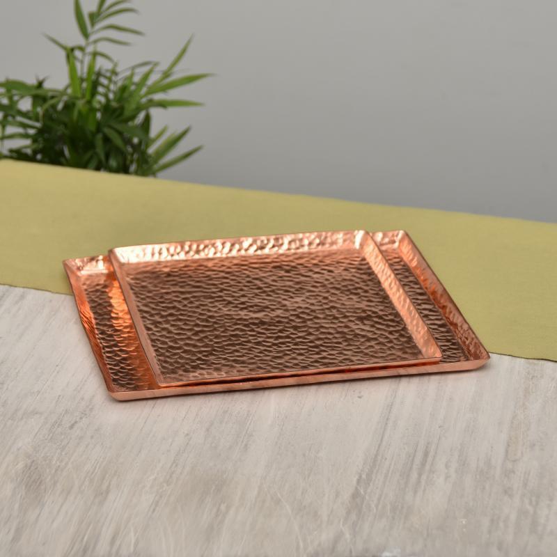 Hand-Hammered Pure Copper Tea Tray – Elegant Serving with Holistic Charm