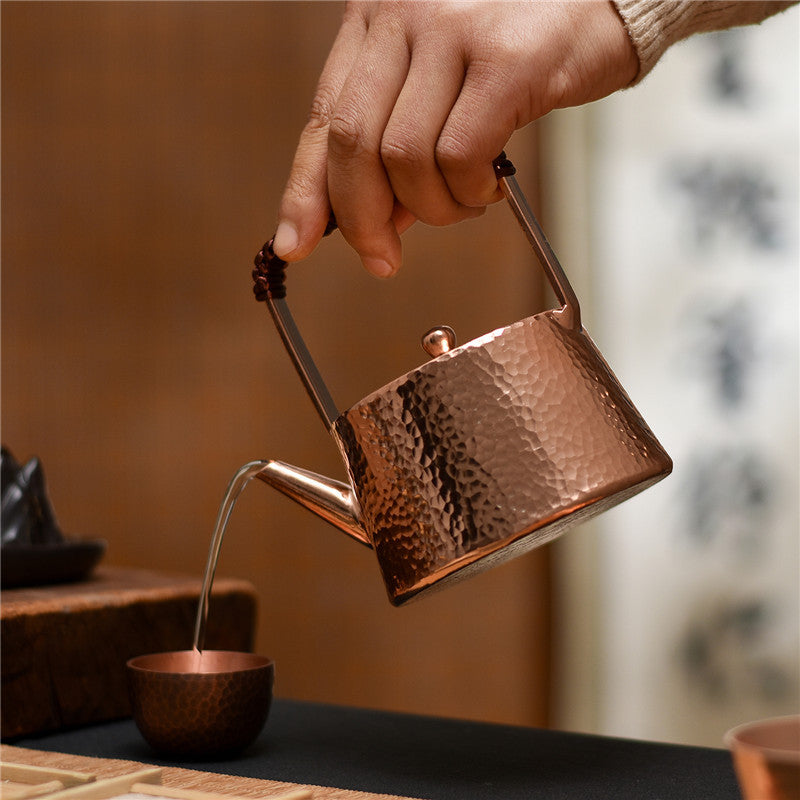 Copper Harmony Mini Teapot – 400ml | Hammered Finish, Holistic Balance