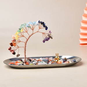Mini Copper Crystal Tree on Iridescent Tray – 13 cm