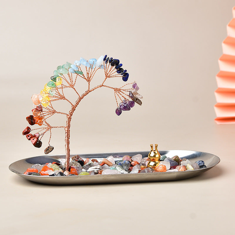Mini Copper Crystal Tree on Iridescent Tray – 13 cm
