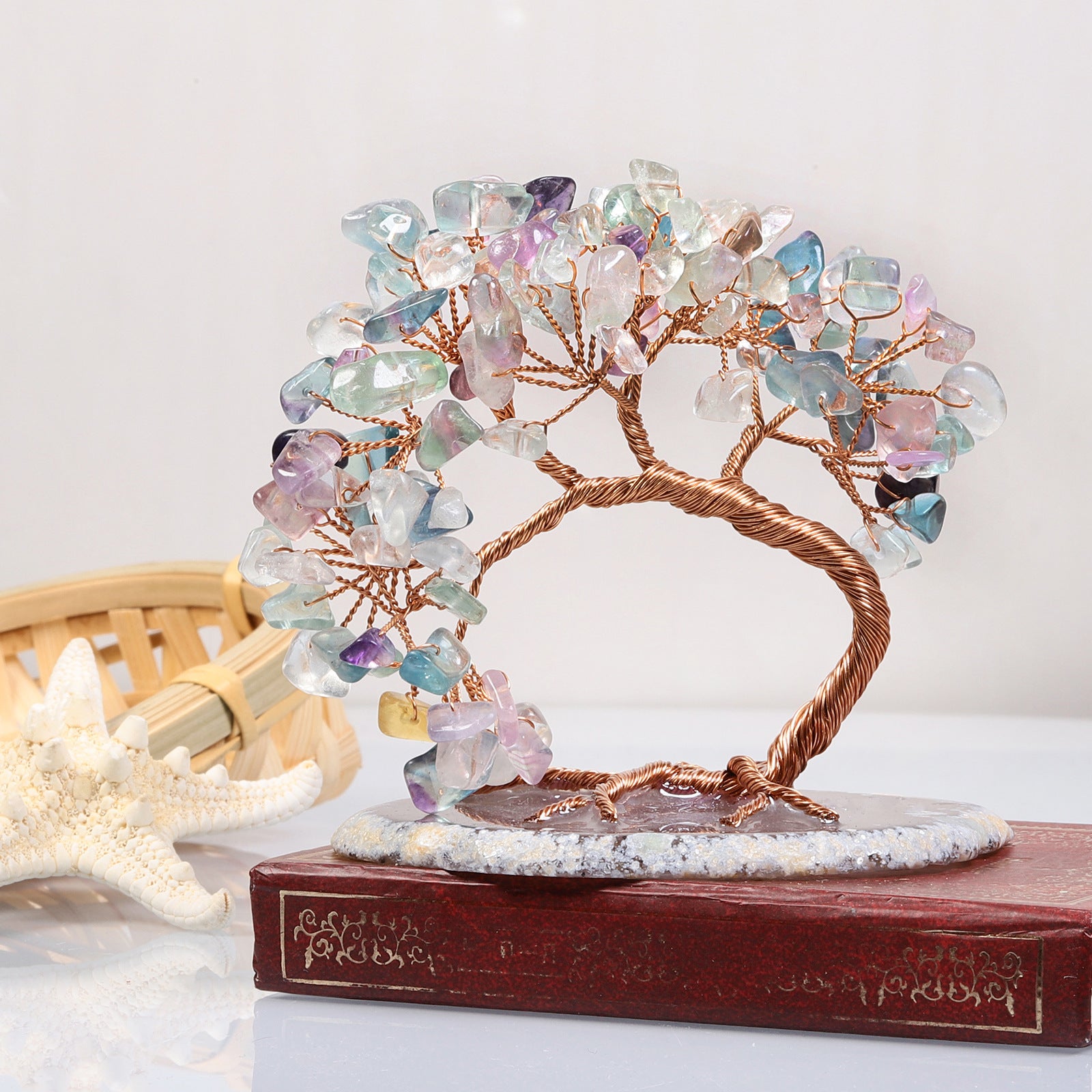 Energetic Bonsai Crystal Tree on Agate Base – 10 cm