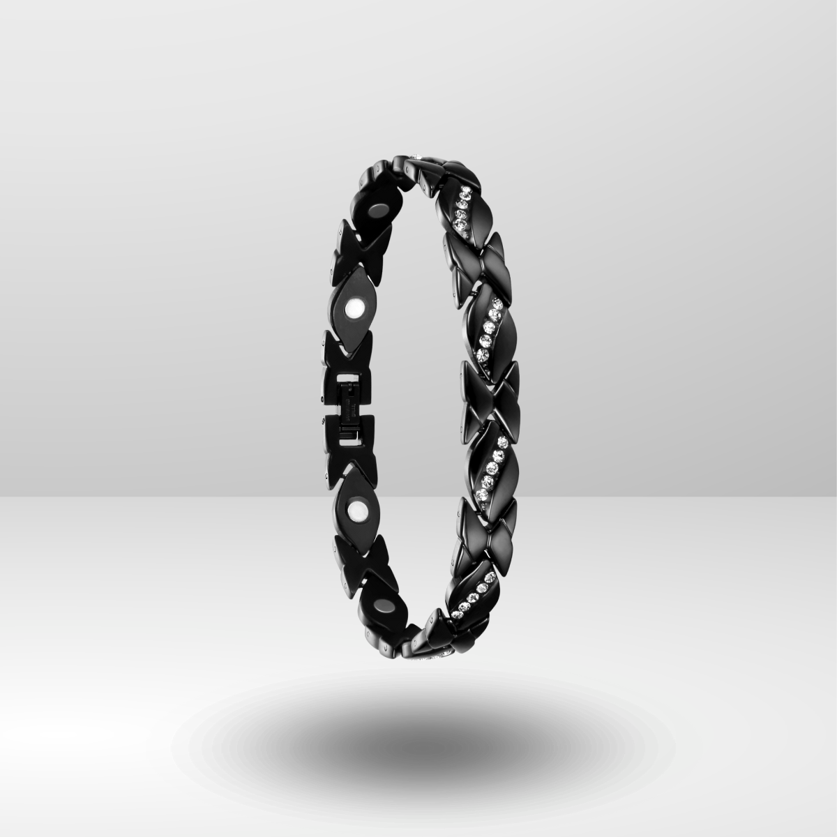 Women’s Ultra Strength Stainless Steel Magnetic Bracelet (Crystal XO)