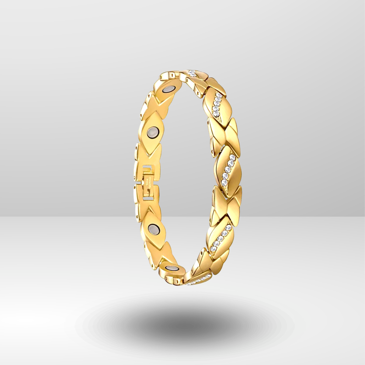 Women’s Ultra Strength Stainless Steel Magnetic Bracelet (Crystal XO)