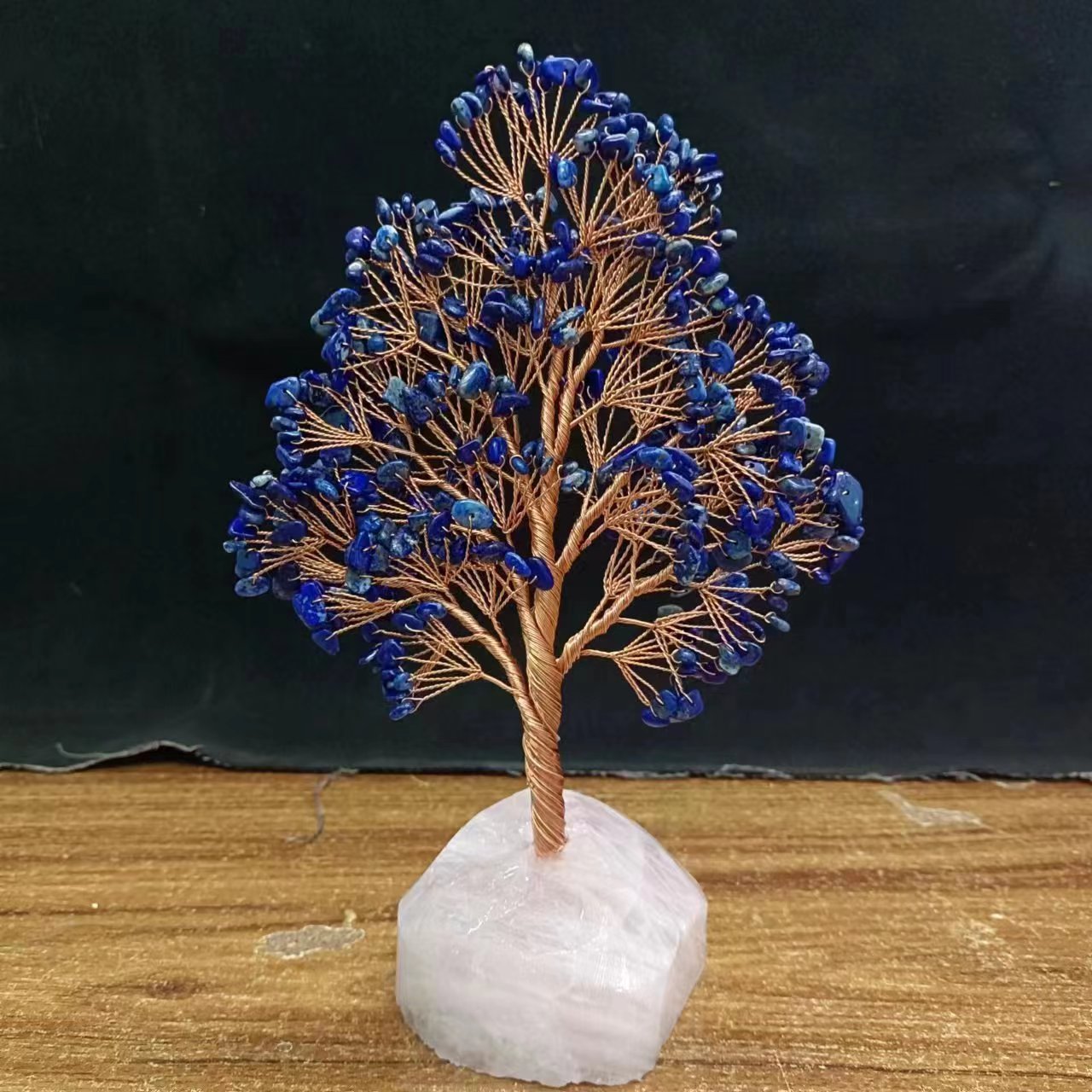 Energetic Copper Crystal Tree on Rose Quartz – 25 cm