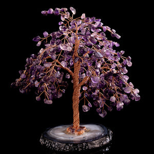 Energetic Amethyst Crystal Tree on Agate Base – 25 cm