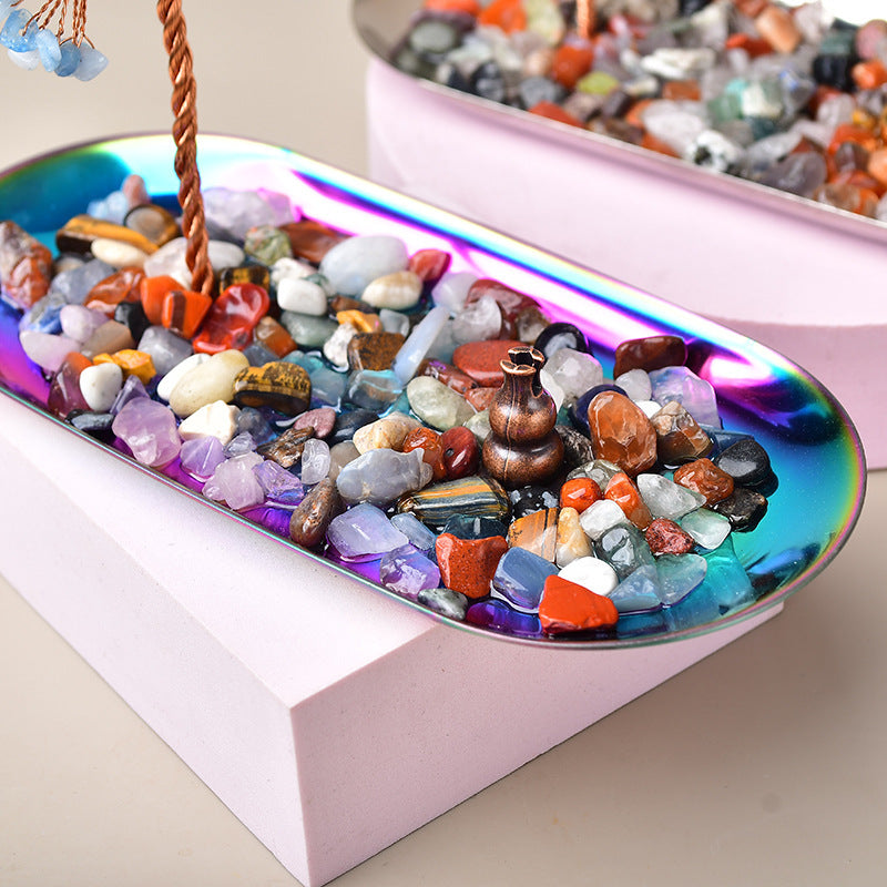 Mini Copper Crystal Tree on Iridescent Tray – 13 cm
