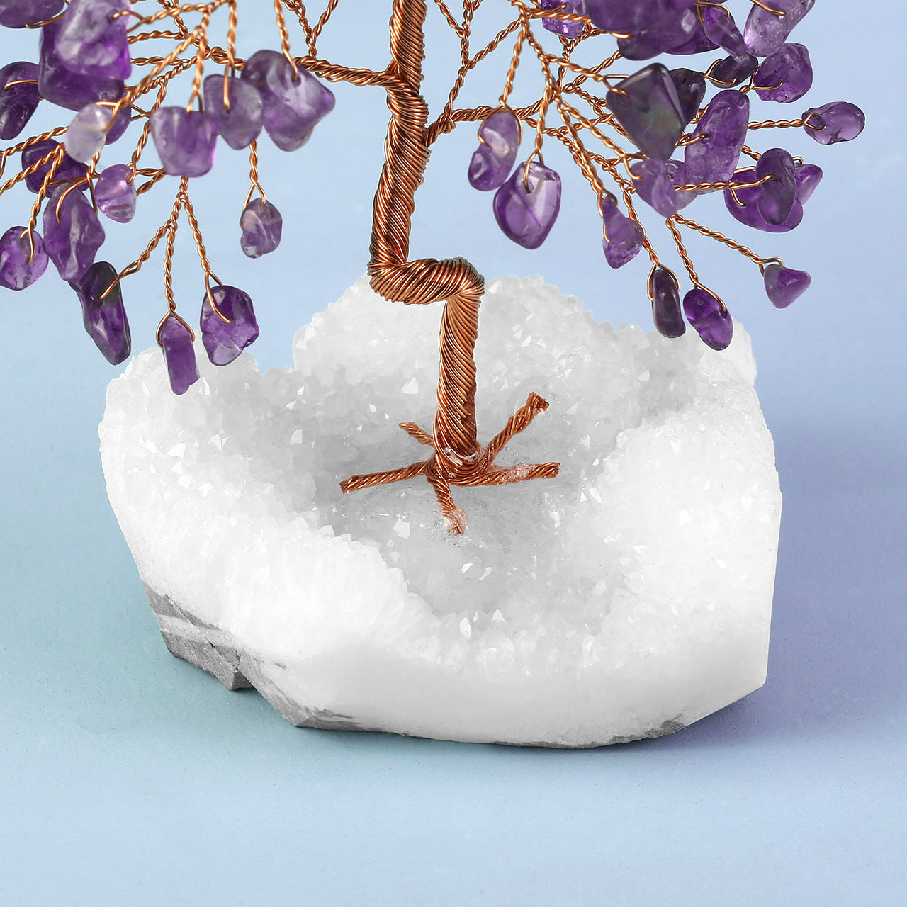 Energetic Copper Crystal Tree on Quartz Cluster – 15 cm