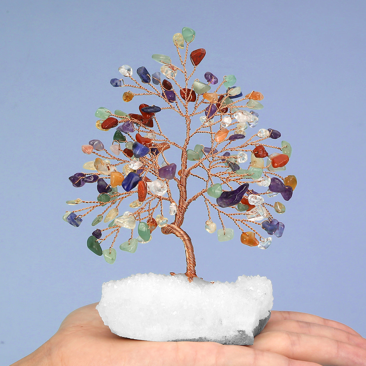 Energetic Copper Crystal Tree on Quartz Cluster – 15 cm