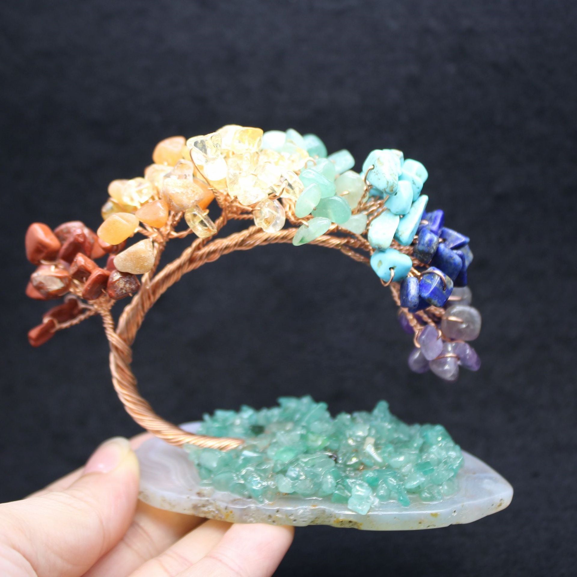 Energetic Chakra Crystal Arc Copper Tree – 8 cm
