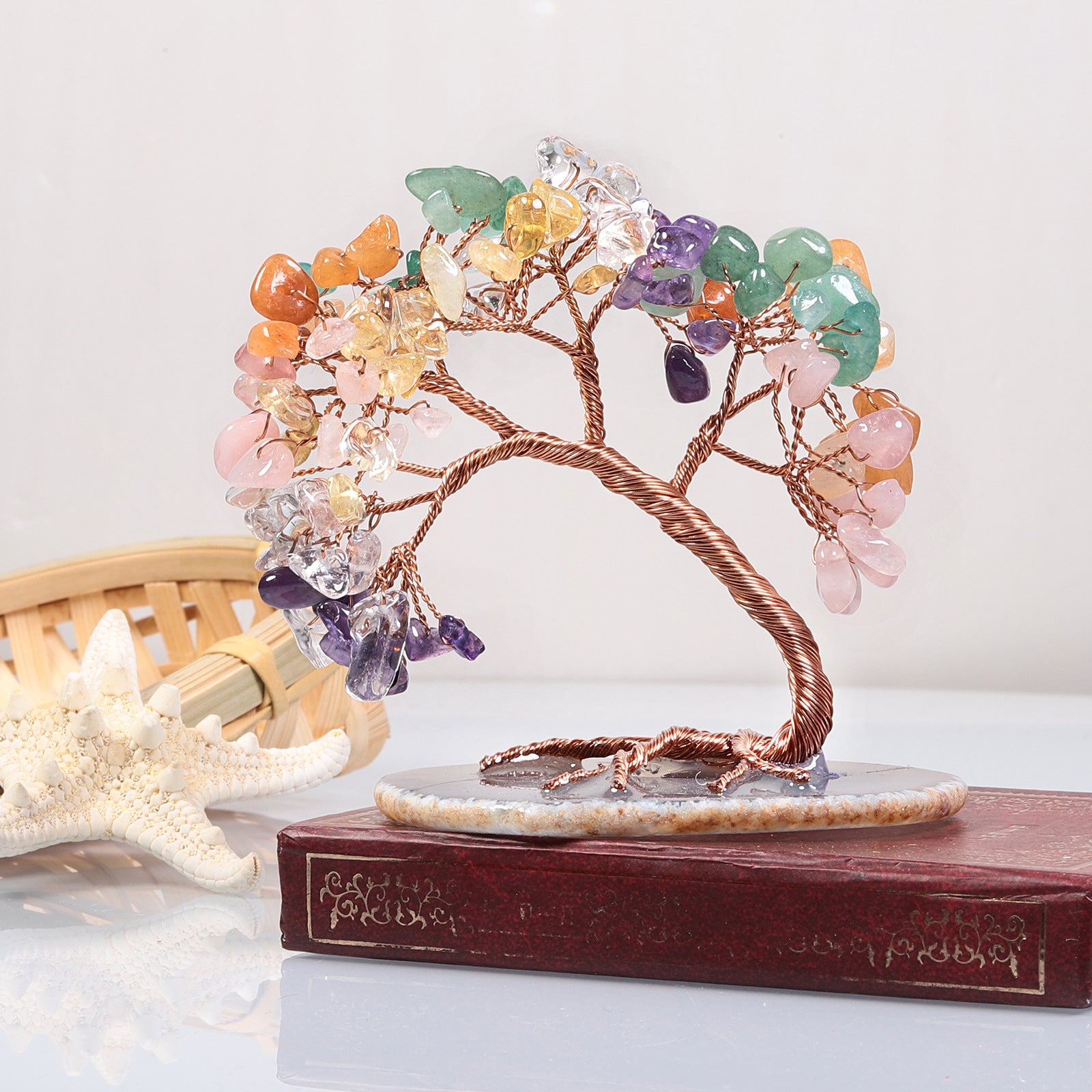 Energetic Bonsai Crystal Tree on Agate Base – 10 cm
